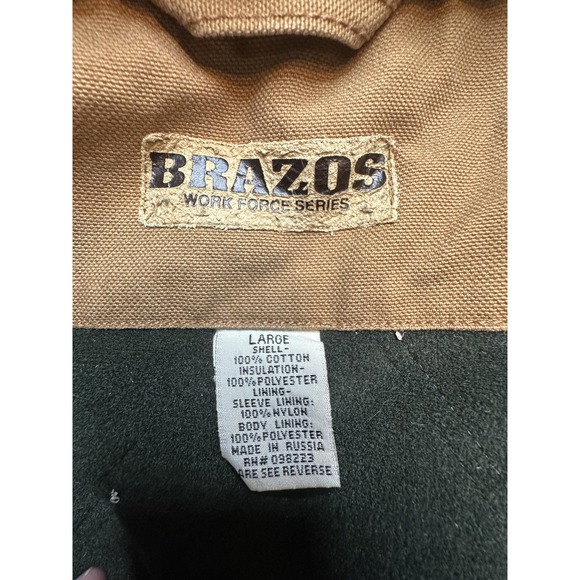 Brazos Work Force Jacket Mens Large Brown Hooded Canvas Insulated Workwear - Picture 2 of 16